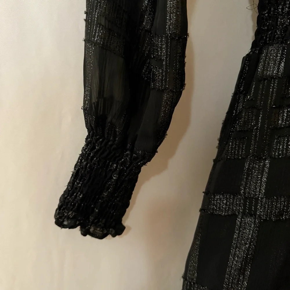 MICHAEL MICHAEL KORS Plaid Metallic Ruffle Dress Size S - Picture 15 of 16